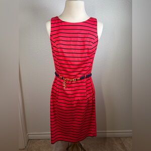 Tommy Hilfiger Women’s Nautical Style Red Striped Dress w/Navy Rope Belt-Size 0